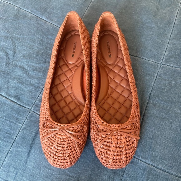 BIRDIES  Women's The Hummingbird Flats Size 8 Red Raffia Slip-On Ballet - Picture 2 of 10